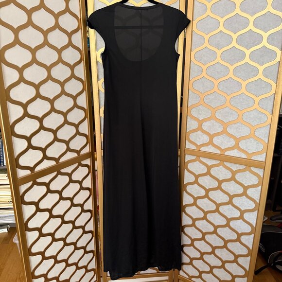 Vintage John Kloss For Cira Size S Black Cap Sleeve Scoop Neck Maxi Nightgown - Picture 5 of 14
